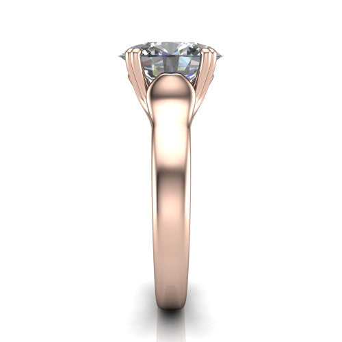 Faith oval classic engagement ring in 18K Rose Gold, side profile showing the cathedral setting and polished band in side view