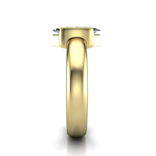 Morgan marquise classic engagement ring in 14K Yellow Gold, side profile showing the half-bezel and wide polished band in side view