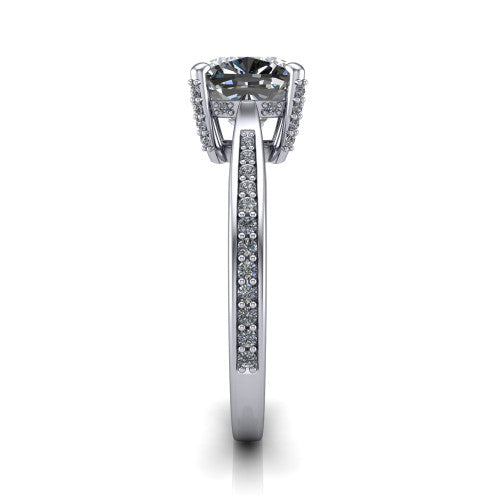 True Cushion Shape Classic Engagement Ring in 18K White Gold