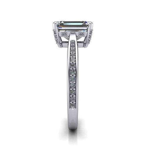 True Emerald Shape Classic Engagement Ring in Platinum