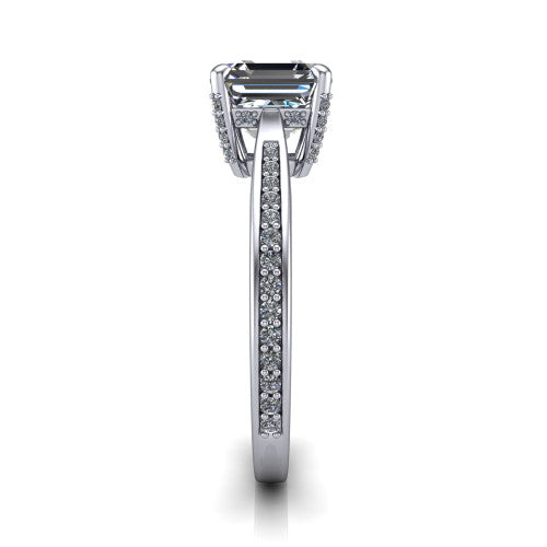 True Square Emerald Shape Classic Engagement Ring in Platinum