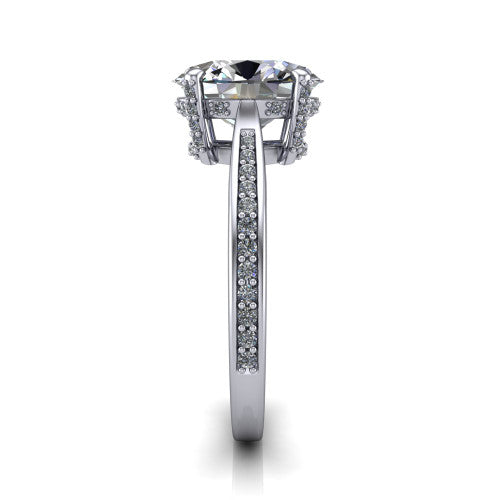 True Oval Shape Classic Engagement Ring in 14K White Gold