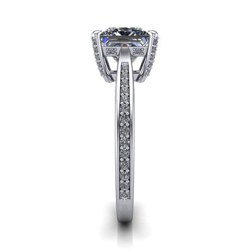 True Princess Shape Classic Engagement Ring in 18K White Gold