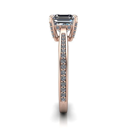 True Square Emerald Shape Classic Engagement Ring in 18K Rose Gold