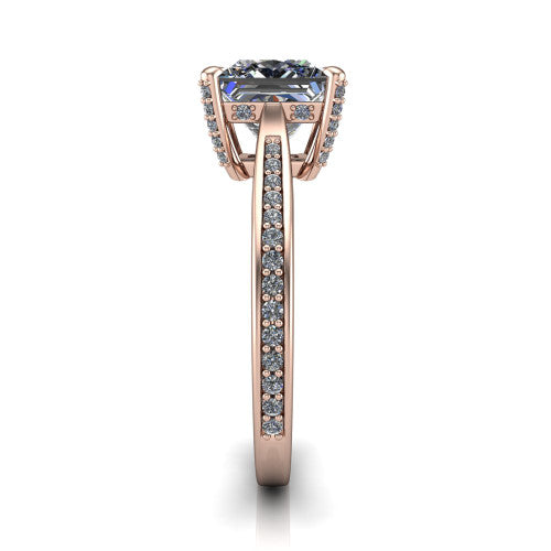 True Princess Shape Classic Engagement Ring in 14K Rose Gold