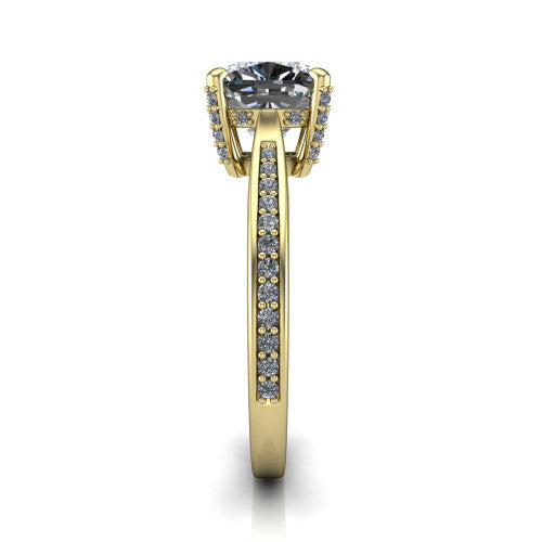 True Cushion Shape Classic Engagement Ring in 18K Yellow Gold