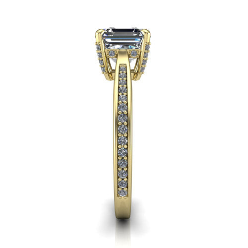 True Square Emerald Shape Classic Engagement Ring in 14K Yellow Gold