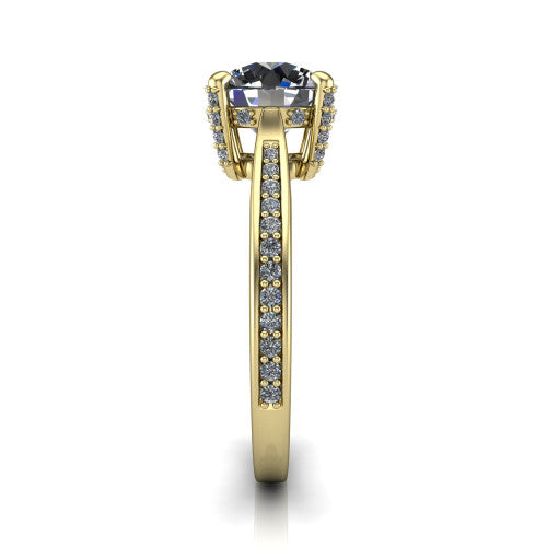True Round Shape Classic Engagement Ring in 18K Yellow Gold