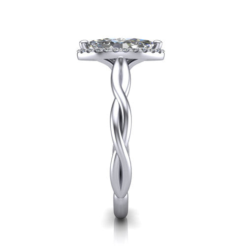 Alora Marquise Shape Halo Engagement Ring in 18K White Gold