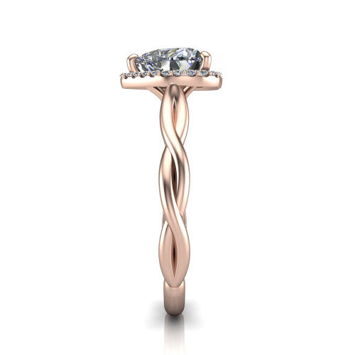 Alora Heart Shape Halo Engagement Ring in 14K Rose Gold