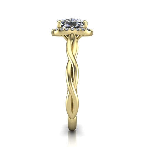 Alora Cushion Shape Halo Engagement Ring in 14K Yellow Gold