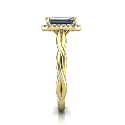 Alora Emerald Shape Halo Engagement Ring in 14K Yellow Gold
