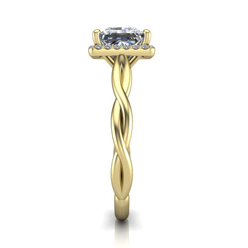 Alora Princess Shape Halo Engagement Ring in 18K Yellow Gold