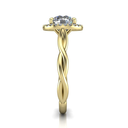Alora Round Shape Halo Engagement Ring in 18K Yellow Gold
