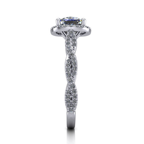 Dahlia Cushion Shape Halo Engagement Ring in Platinum