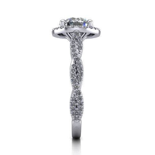 Dahlia Round Shape Halo Engagement Ring in Platinum