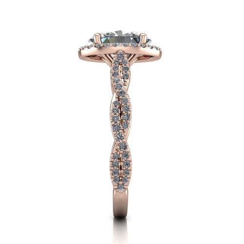 Dahlia Oval Shape Halo Engagement Ring in 18K Rose Gold