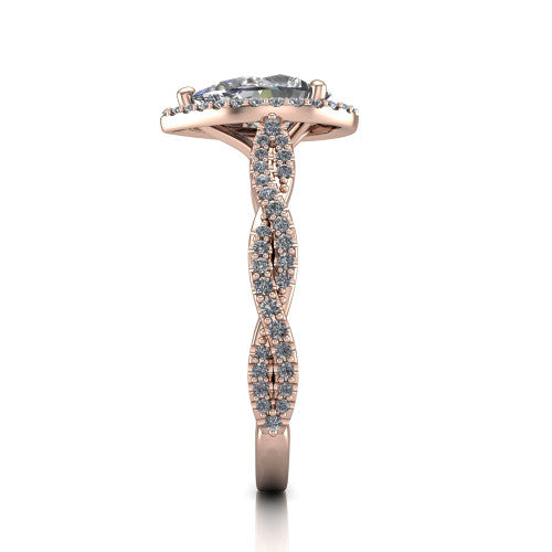 Dahlia Pear Shape Halo Engagement Ring in 14K Rose Gold