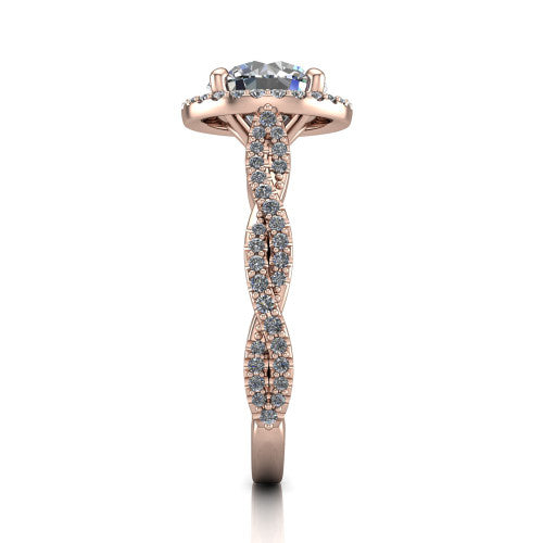 Dahlia Round Shape Halo Engagement Ring in 14K Rose Gold