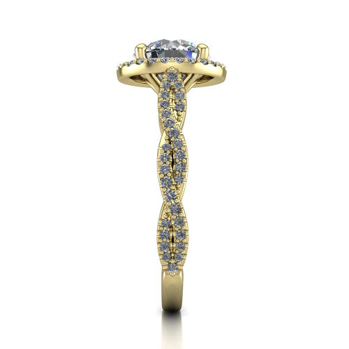 Dahlia Round Shape Halo Engagement Ring in 14K Yellow Gold