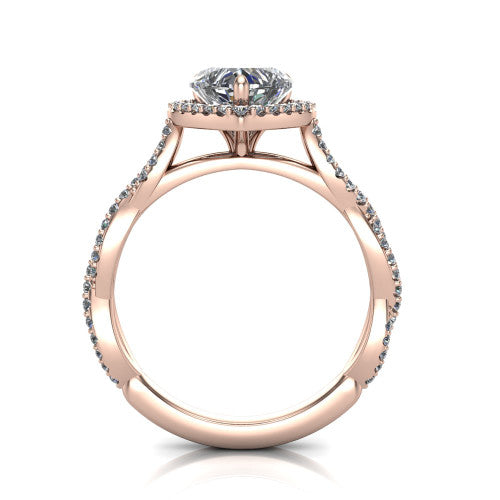 Dahlia Heart Shape Halo Engagement Ring in 14K Rose Gold