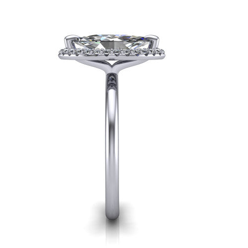 Carmen Marquise Shape Halo Engagement Ring in Platinum