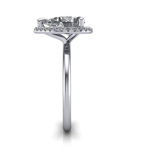 Carmen Pear Shape Halo Engagement Ring in 18K White Gold