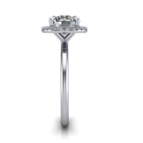 Carmen Round Shape Halo Engagement Ring in Platinum