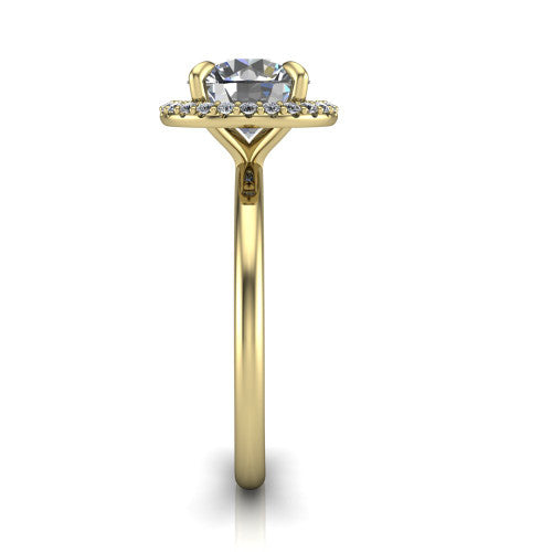 Carmen Round Shape Halo Engagement Ring in 18K Yellow Gold