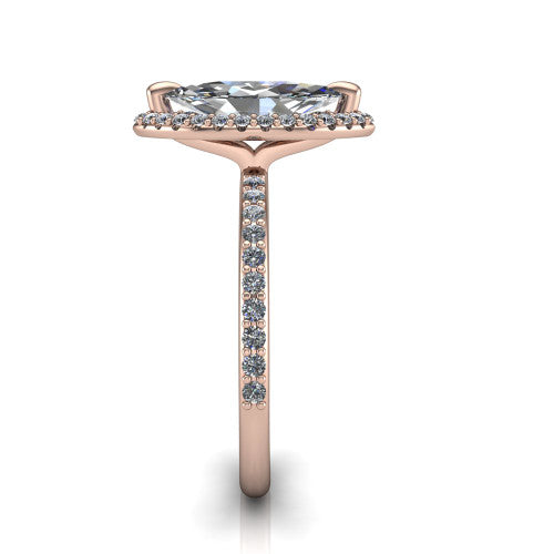 Talia Marquise Shape Halo Engagement Ring in 14K Rose Gold
