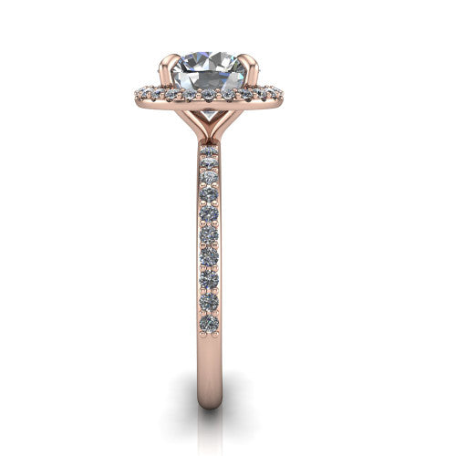 Talia Round Shape Halo Engagement Ring in 14K Rose Gold