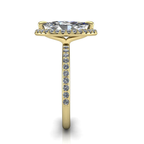 Talia Marquise Shape Halo Engagement Ring in 14K Yellow Gold