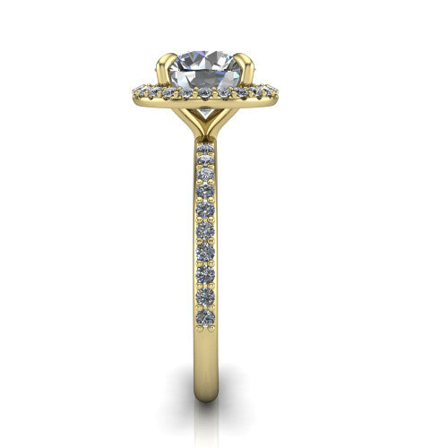 Talia Round Shape Halo Engagement Ring in 18K Yellow Gold