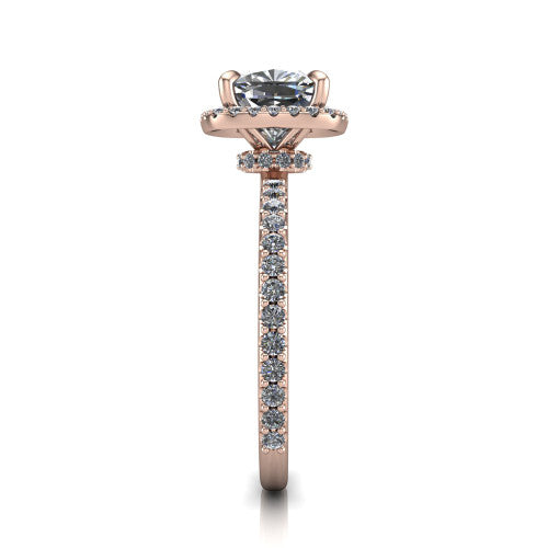 Violetta Cushion Shape Halo Engagement Ring in 18K Rose Gold