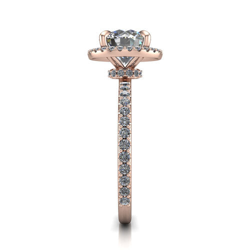 Violetta Round Shape Halo Engagement Ring in 18K Rose Gold