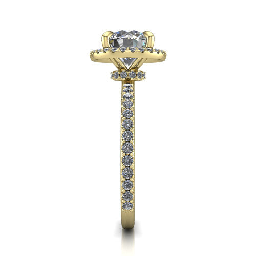 Violetta Round Shape Halo Engagement Ring in 18K Yellow Gold