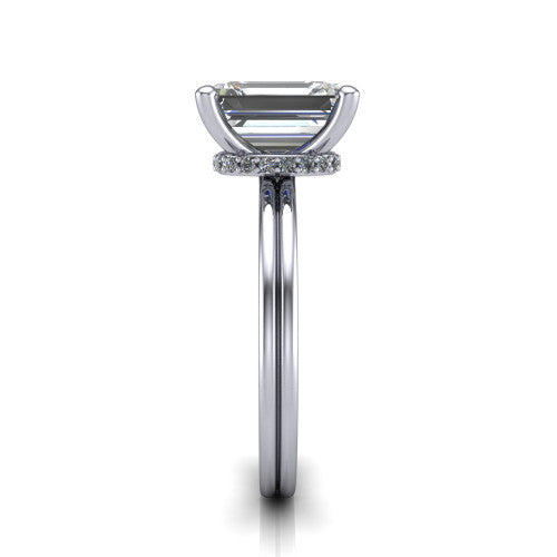 Thea Emerald Shape Classic Engagement Ring in 14K White Gold