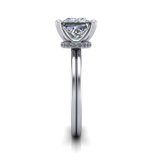 Thea Princess Shape Classic Engagement Ring in 18K White Gold