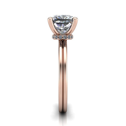 Thea Cushion Shape Classic Engagement Ring in 18K Rose Gold