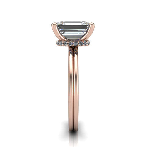 Thea Emerald Shape Classic Engagement Ring in 14K Rose Gold
