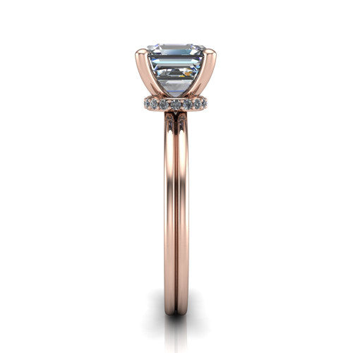 Thea Square Emerald Shape Classic Engagement Ring in 14K Rose Gold