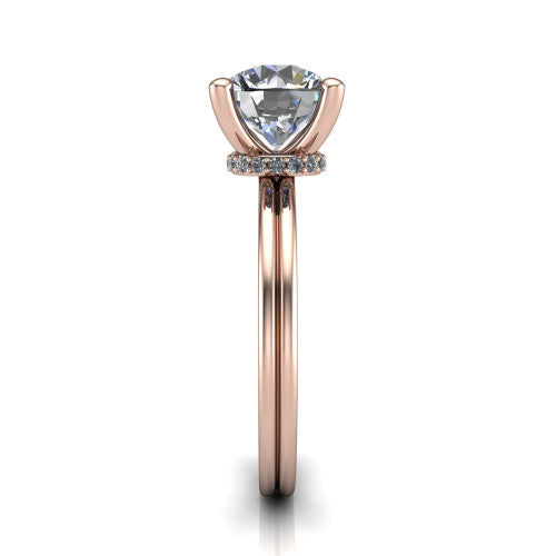 Thea Round Shape Classic Engagement Ring in 18K Rose Gold