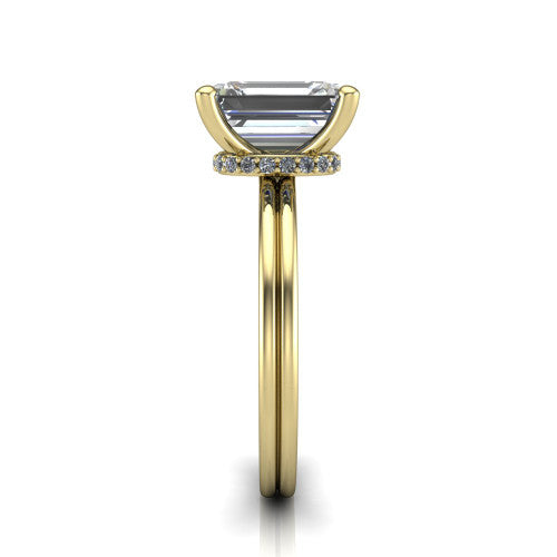 Thea Emerald Shape Classic Engagement Ring in 14K Yellow Gold