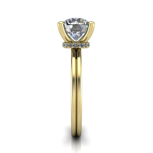 Thea Round Shape Classic Engagement Ring in 18K Yellow Gold