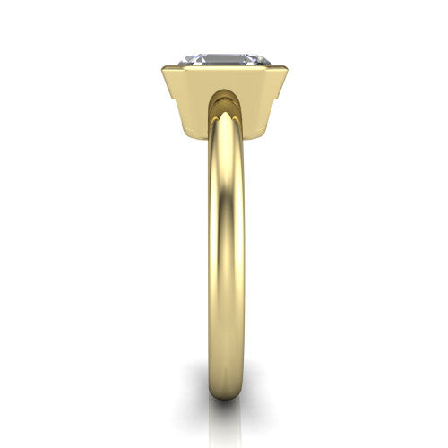 Vesper Square Emerald Shape Classic Engagement Ring in 14K Yellow Gold