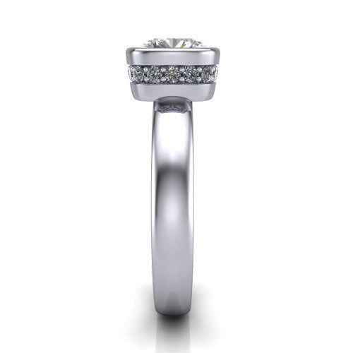 Willa Cushion Shape Hidden Halo Engagement Ring in Platinum