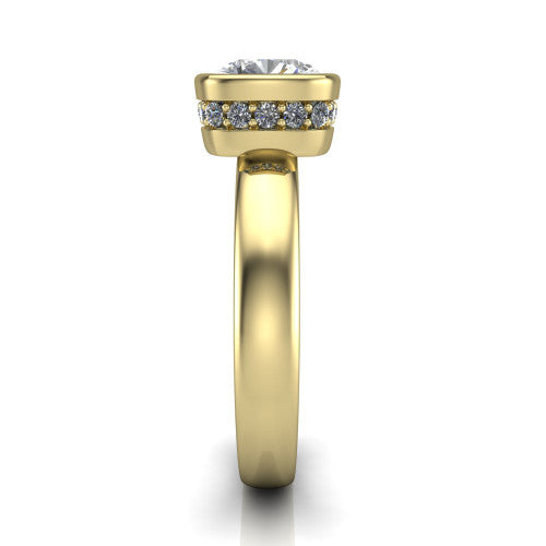 Willa Cushion Shape Hidden Halo Engagement Ring in 14K Yellow Gold