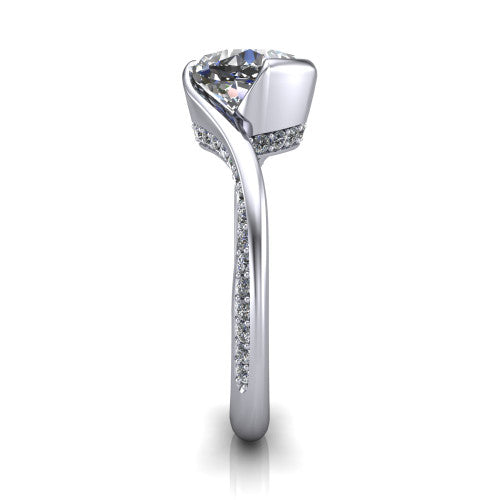 Bianca Cushion Shape Classic Engagement Ring in 14K White Gold