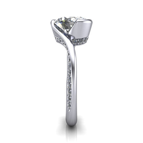 Bianca Oval Shape Classic Engagement Ring in 18K White Gold