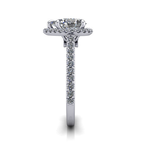 Vivienne Pear Shape Halo Engagement Ring in 18K White Gold